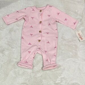 Cat & Jack Light Pink Bow Pattern Footie